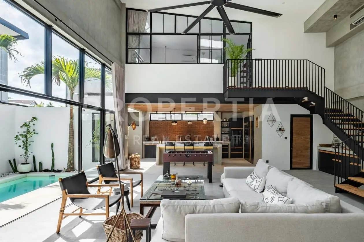 Turnkey Modern Industrial Villa Walking Distance to Berawa Beach