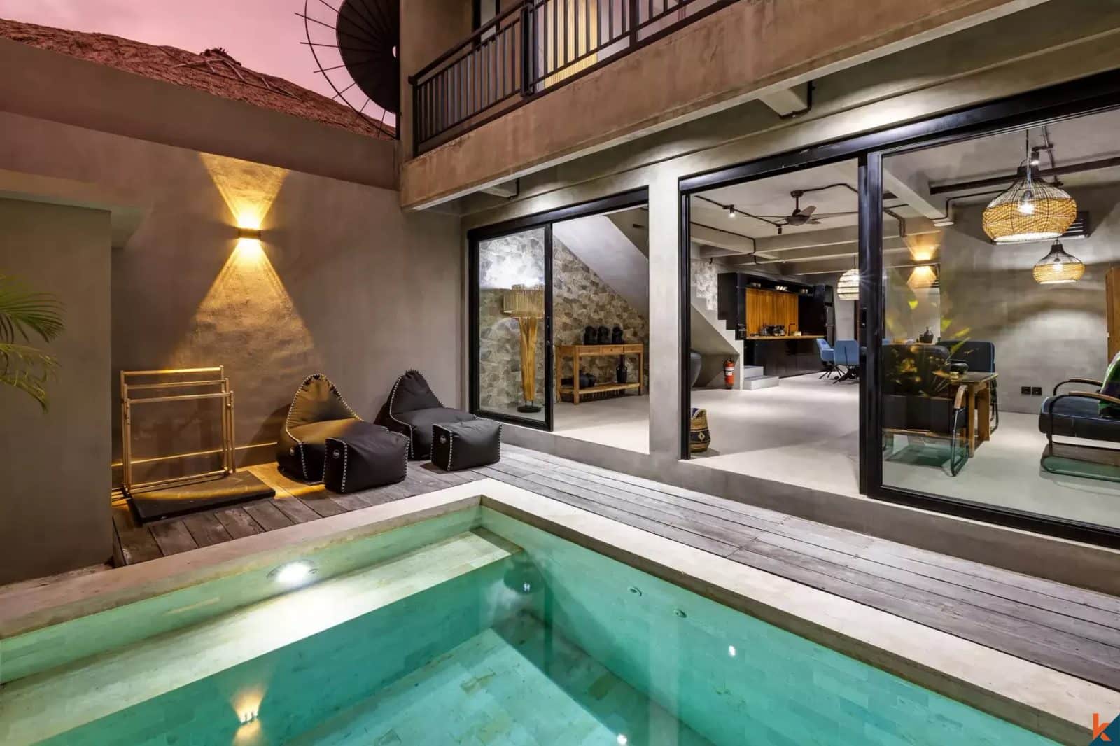 Beautiful one bedroom industrial leasehold style villa in Kerobokan