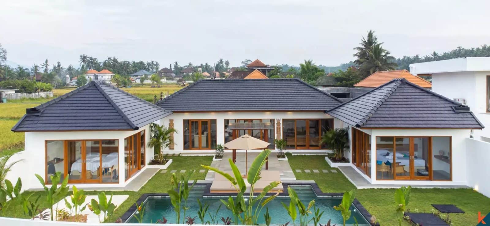 Two Bedroom Prime Investment Villa for Lease with Rice Field Views in Ubud