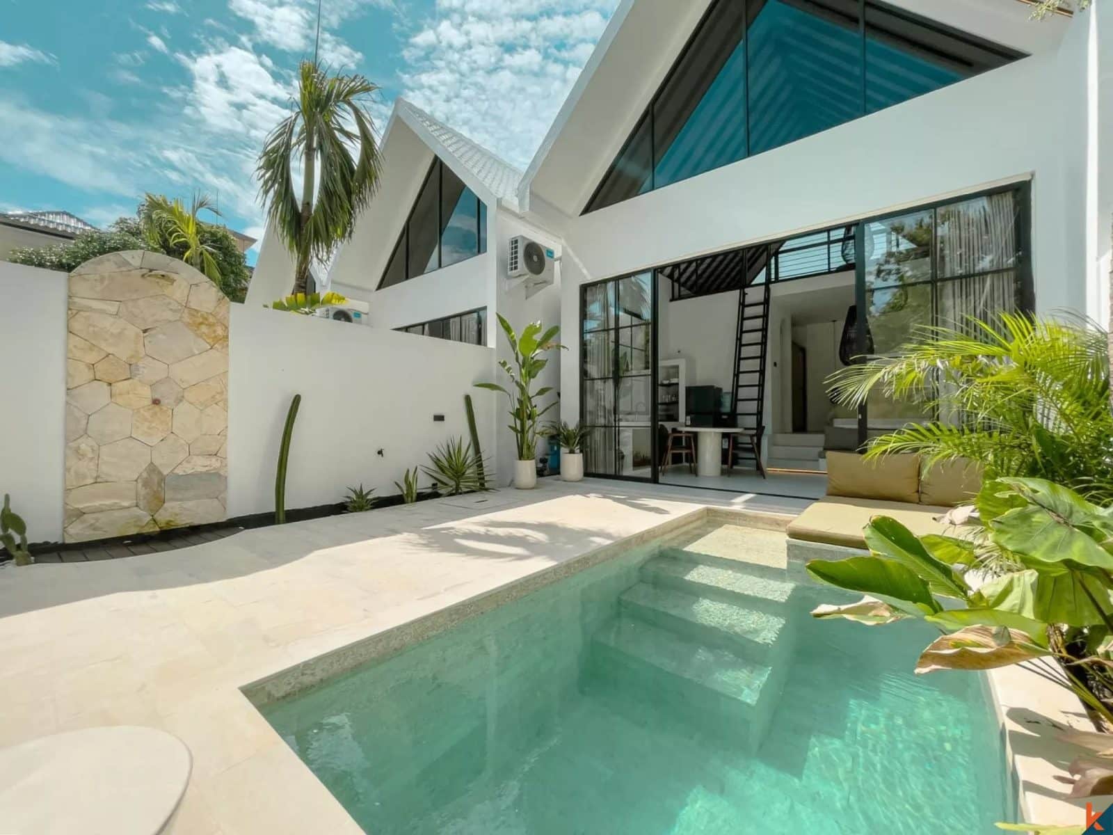 Brand new loft-style two bedroom villa with stunning ocean views for lease in Balangan