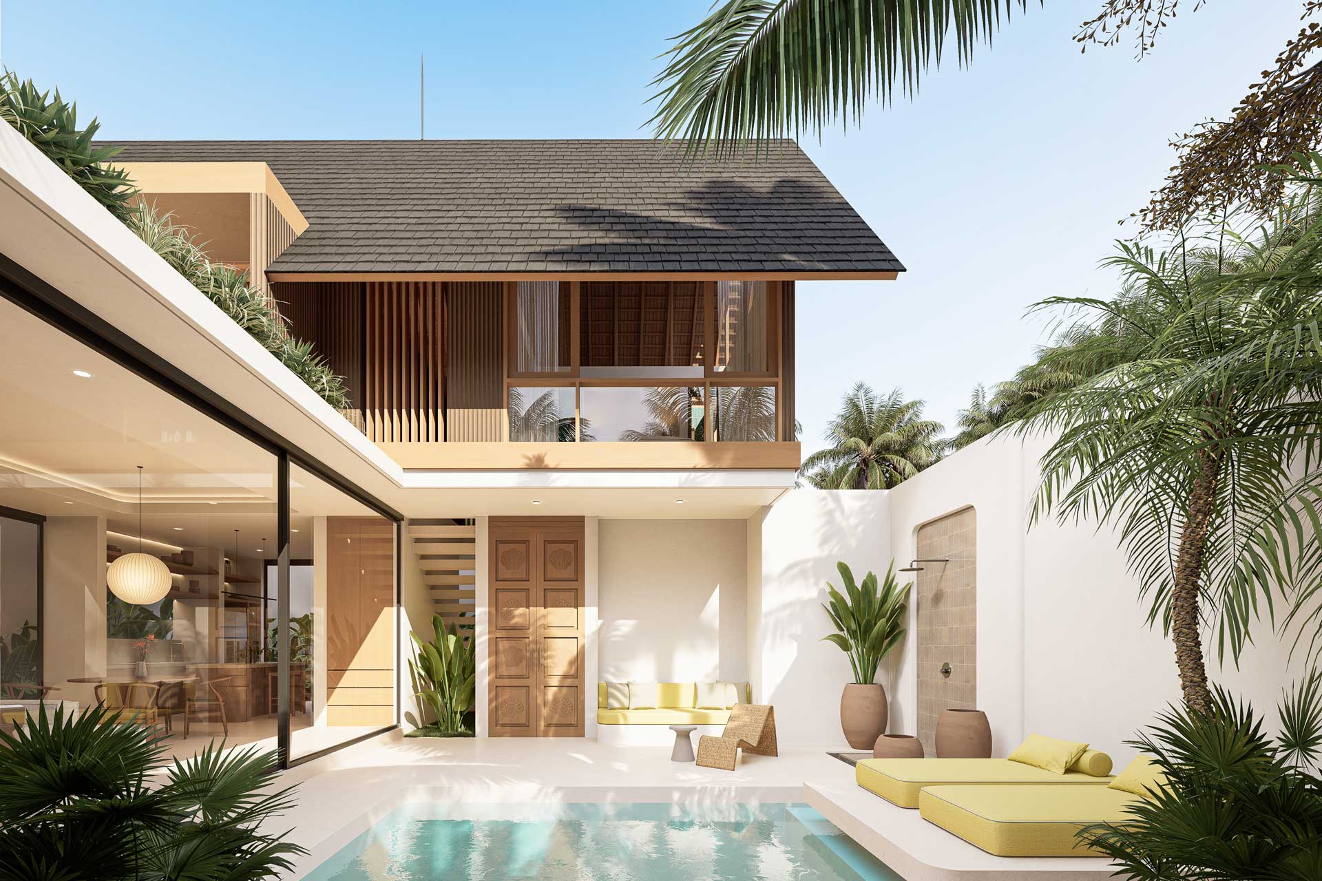 FULLY FURNISHED 2 BEDROOM VILLA WITH PRIVATE POOL FOR SALE LEASEHOLD IN PERERENAN BE-702