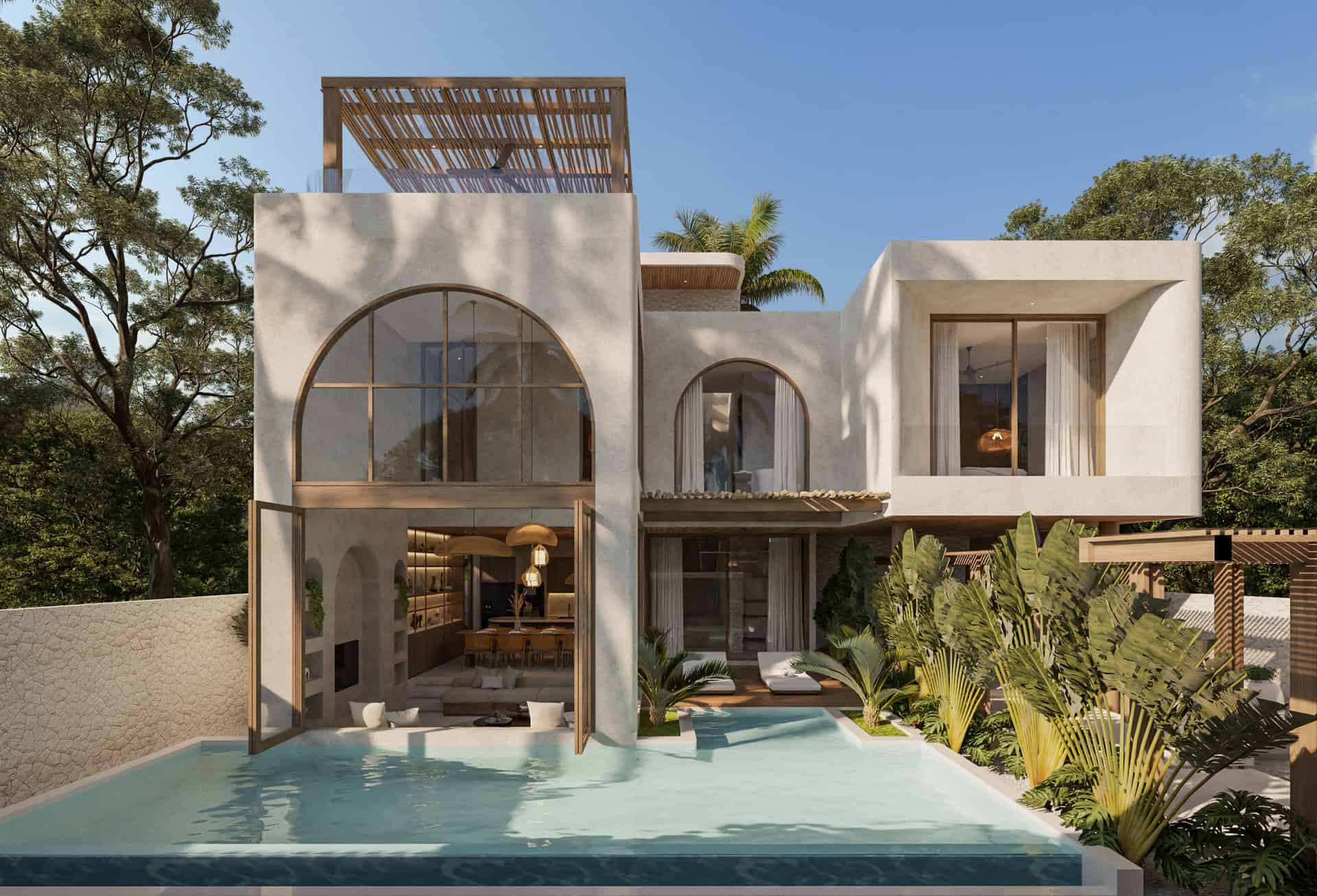 MODERN 4 BEDROOM VILLA WITH ROOFTOP FOR SALE LEASEHOLD IN PERERENAN BE-1099