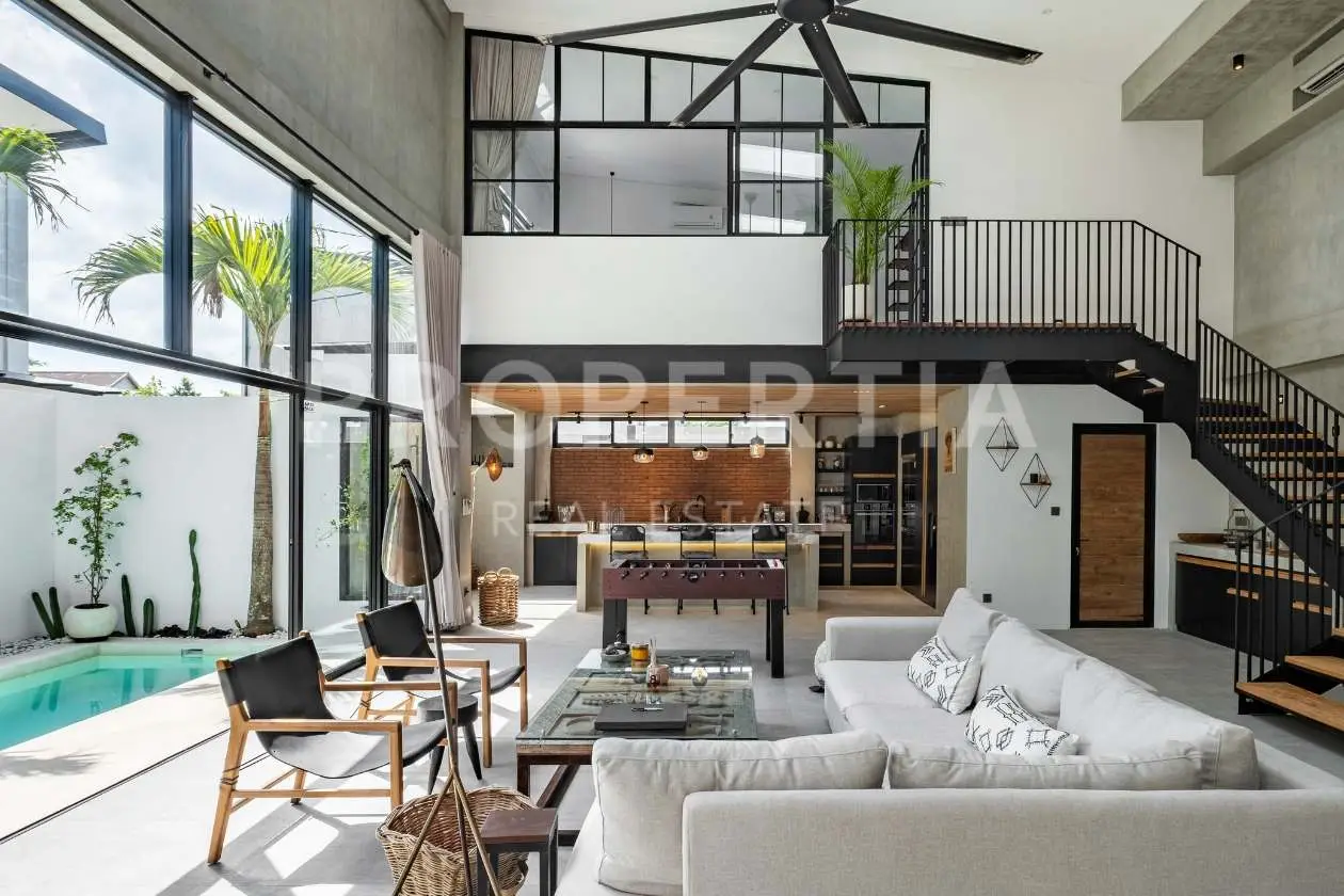 Turnkey Modern Industrial Villa Walking Distance to Berawa Beach