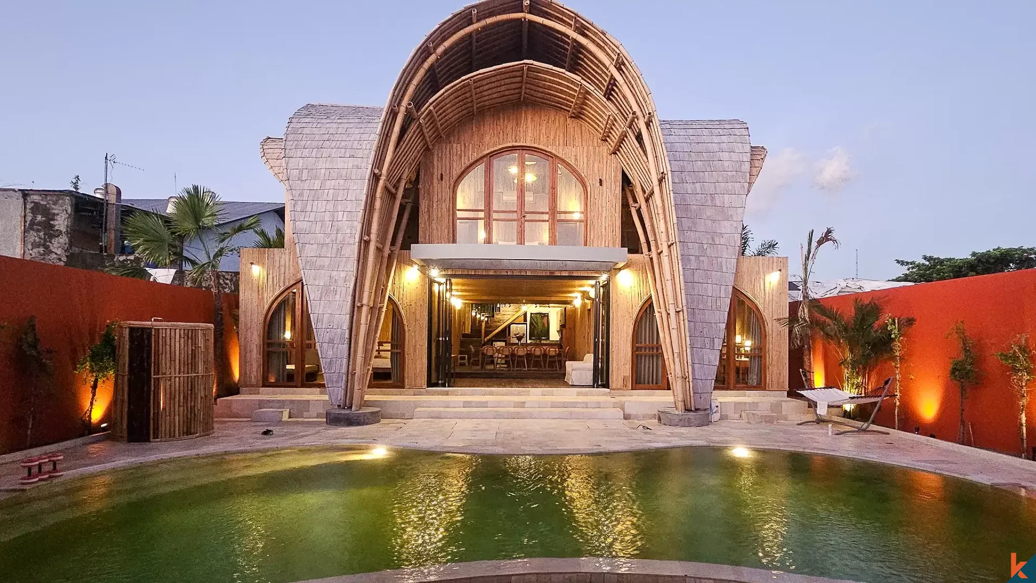 Eco-Luxury Bamboo Villa with 6 Bedrooms for Lease in Legian